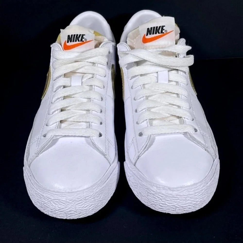 Nike Blazer Low Platform White Gold Red Custom Logo Sneakers Womens Size 5 Shoes